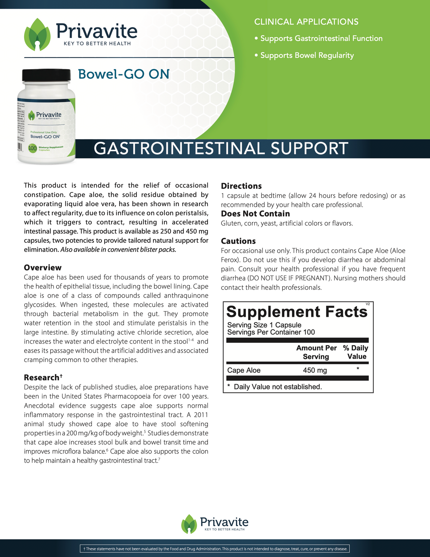 Privavite Bowel-GO ON supplement packaging with text on gastrointestinal support.